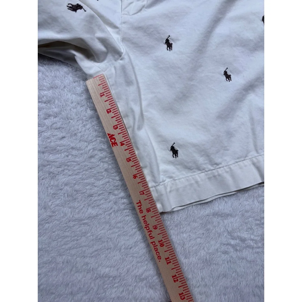Polo Ralph Lauren Shorts Chinos Mens 33‎ White All Over PONY OGO Classic Preppy